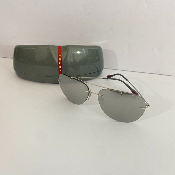 Prada Linea Rossa SPS50P Aviator Sunglasses Silver - Picture 1 of 10